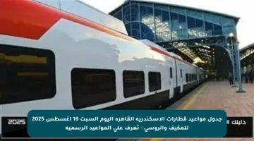 جدول مواعيد قطارات الإسكندرية القاهرة اليوم السبت 16 أغسطس 2025 للمكيف والروسي – تعرف على المواعيد الرسمية